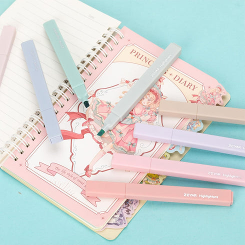 ZEYAR Aesthetic Cute Highlighter Pens, Cream Colors, Chisel Tip, Water Based, Quick Dry, No Bleed, 8 Spring Colors