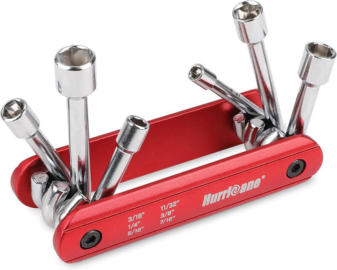 HURRICANE 6 in 1 Folding Nut Driver Set, Premium Portable Aluminum Handle, SAE Hex Nut Driver