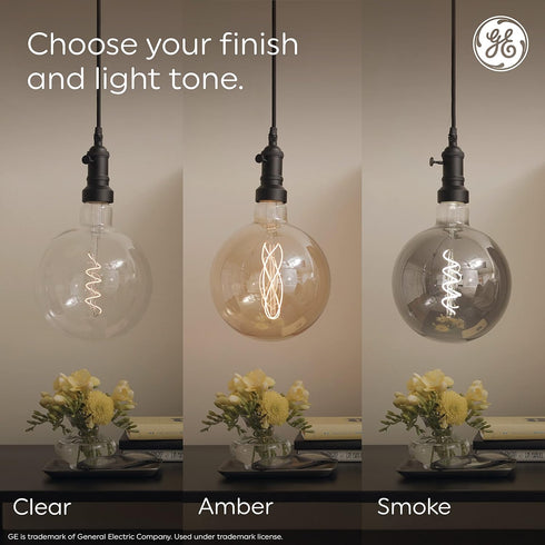 GE Lighting Vintage Style LED Light Bulbs, 60 Watt Equivalent, Amber Glass, Warm Candle Light, A15, 2 Pack