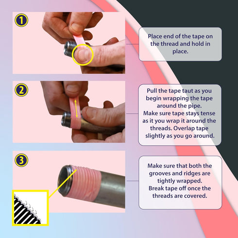 Gasoila Pink PTFE Thread Seal Tape, 1/2 Inch x 260 Inch Roll, Professional-Grade for Water Lines