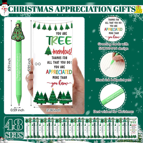 Sayglossy 48 Set Set Christmas Pen Bulk Christmas Appreciation Gifts for Employee Staff Coworker Xmas Tree