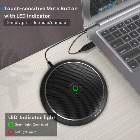 CMTECK Conference USB Microphone, Computer Desktop Mic with Mute Function, Omnidirectional Condenser PC Mic