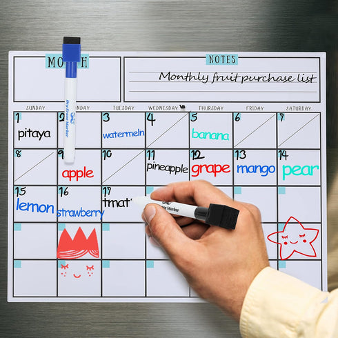 Mr. Pen- Dry Erase Calendar for Fridge - Magnetic Calendar with 4 Dry Erase Markers, Back to School Supplies
