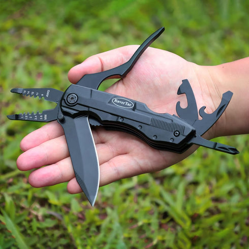 RoverTac Pocket Knife Multitool with Wire Stripper, 9-Pack Screwdriver Bit Set, Durable Sheath for Camping