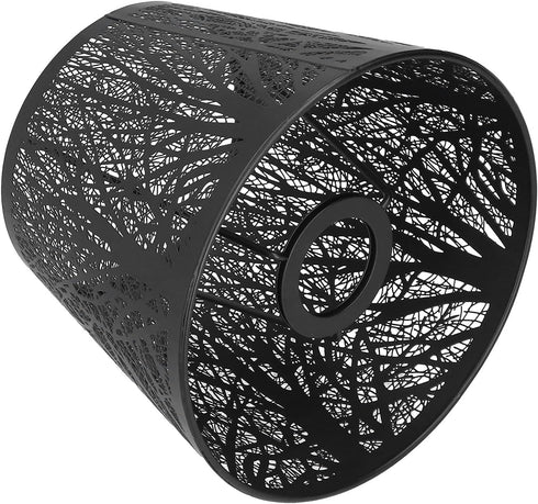 Wrought Iron Lamp Shade - Carved Forest Tree Shaped E27 Mini Lampshade for Bedroom Decor (Black)