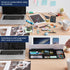 Small Glass Desktop Whiteboard Dry-Erase Board - Computer Keyboard Stand with Drawer, Desk Organizers