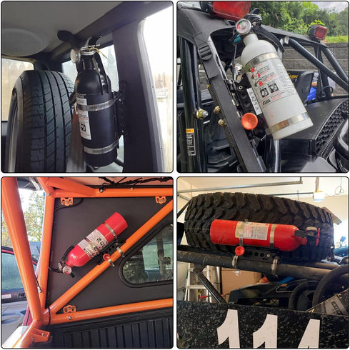 Roll Bar Aluminum Fire Extinguisher Mount Kit Compatible with Jeep Wrangler TJ JK JKU JL Gladiator JT UTV Polaris RZR