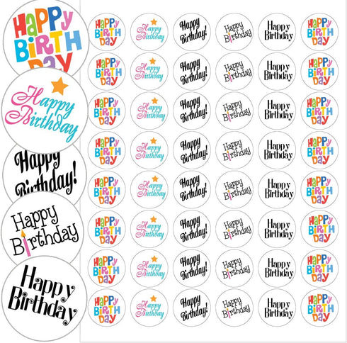 Happy Birthday Envelope Seals - 1.2" Happy Birthday Stickers, 144 Stickers