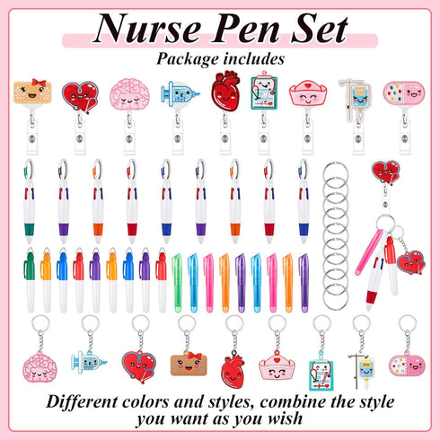 54 2026 Henoyso Pcs Nurse Badge Reel with Mini Highlighter Pens Bulk Nursing Week Appreciation Gifts Retractable Badge