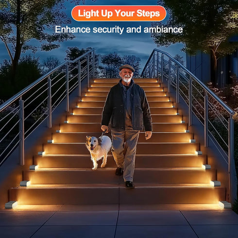 6-Pack IP67, 14 Solar Step Lights for Outside, Stair Light Outdoor Waterproof LED Warm White Light Solar Powered