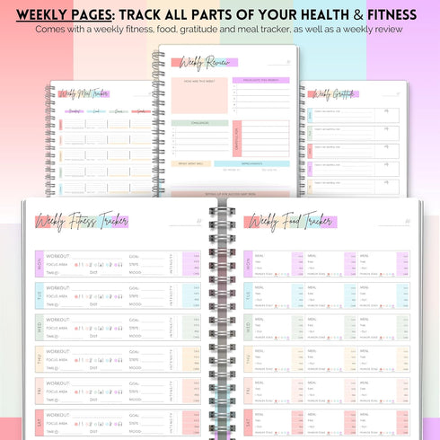 Wellness Journal & Self Care Planner - 90 Day Health, Fitness, Gratitude, Mindfulness, Wellbeing, Diet & Food Tracker -