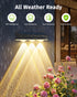2 Pack 3 10 Solar Fence Lights Outdoor Waterproof High Brightness Upgraded LED Lens Solor Deck Lights Warm & Cool White