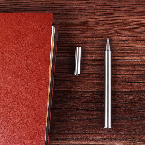 Ballpoint Stainless Steel Silver Pen, Fine Point, Black Ink, One Pack by EKLOEN