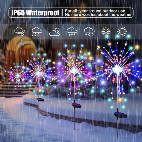 120 8 Colorful(2 Pack) DONGULI Outdoor Solar Garden Lights, LEDs Lighting Modes Waterproof Solar Fireworks Light