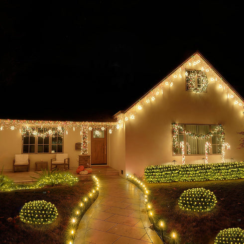 200 8.4ft 5.2ft 8 BlcTec Christmas Net Lights, LED x Outdoor Christmas Lights with Modes, Timer, Connectable