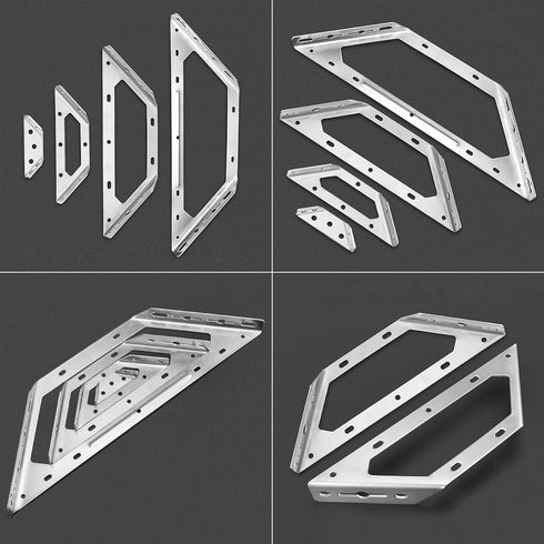 175x175mm 4 LIKERAINY Corner Braces Joints Right Angle Brackets Fastener Stainless Steel Plates Triangular Shape