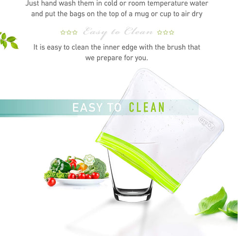 FORID Reusable Gallon Freezer Bags, 6 Pack Leakproof Extra Thick 1 Gallon Bags for Food & Meal Prep Storage