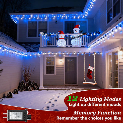 300 12 Dimmable, 75FT LED Blue White Birthday Party Decorations Ocean Party Decor String Lights with Modes Timer