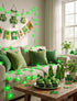 8.5Ft 10 Shamrock String Lights, St. Patrick's Day Decoration Lights with Green Lucky Grass, Plug-in Lucky Clover
