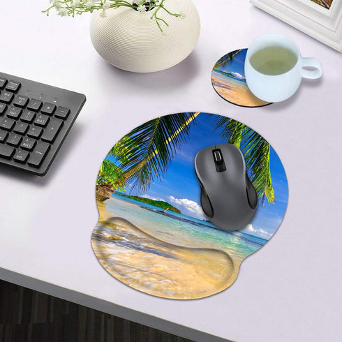 Ergonomic Mouse Pad Wrist Support Set - Cute Large Wrist Rest Pad with Non-Slip Base for Home Office Gaming