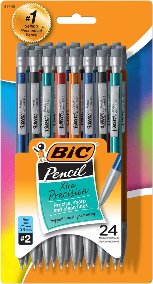 BIC Mechanical Pencil, 0.7mm, Metallic Barrels, 24 Pack (MPLMP241)