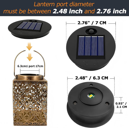 4 Pack 2.76 inch, 2.48 inch), 1.2V 600mAh Solar Light Replacement Top, Replace Solar Light Part for Lantern (Top Bottom