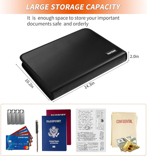 Hontom Accordion File Organizer, 13 Pockets Fireproof Expanding Folder, Portable Business Document Organizer with Zipper