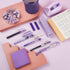 Gueevin 12 Pcs Purple Office Supplies, Purple Desk Accessories, Purple Stapler with Staples, Tape Dispenser, Pen