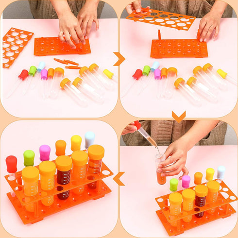 Weewooday 12 Pieces Jumbo Test Tubes with Stand Set, Multi-Color, Ages 3 and Above