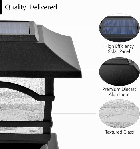 4x4 5x5 6x6 (1 Pack) Davinci Lighting Premium Solar Outdoor Post Cap Lights - - Bright LED Light for Fence Deck Garden
