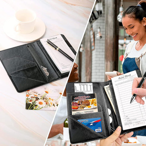 JANENFNA 7 Server Books for Waitress, with Large Pockets, Waiter Serving Book, Waitstaff Server Order Pads, Cute PU