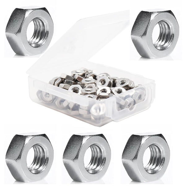 binifiMux 100pcs SAE #8-32 304 Stainless Steel Hex Nuts, Lock Nuts