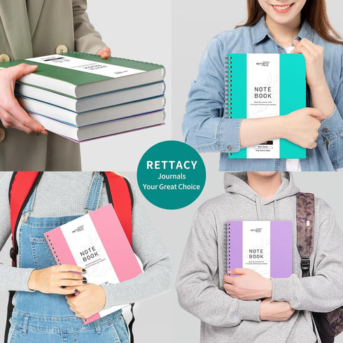 RETTACY Bullet Dotted Journal - B5 Dotted Grid Spiral Notebook, 300 Pages, 100 GSM Premium Acid-Free Paper, Dark Green