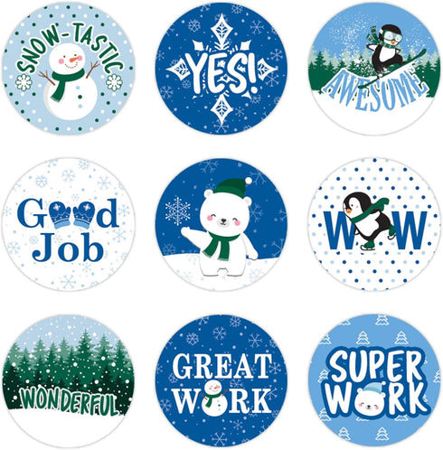Winter Teacher Reward Stickers for Kids, Grading Stickers for Student Incentives - 1,080 Count