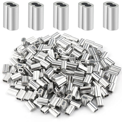 200 Pcs Aluminum Crimping Loop Sleeve 1/16", Cable Ferrule Wire Rope Sleeves for Loop Sleeve (200 Pcs)