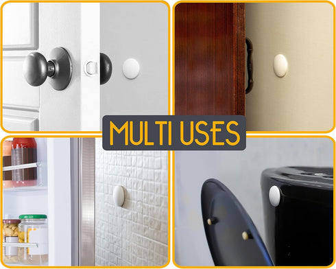 White Door Stoppers - Large 1.57" (12 PCS) - Shock Absorbent Silicone Wall Protectors for Door Knobs