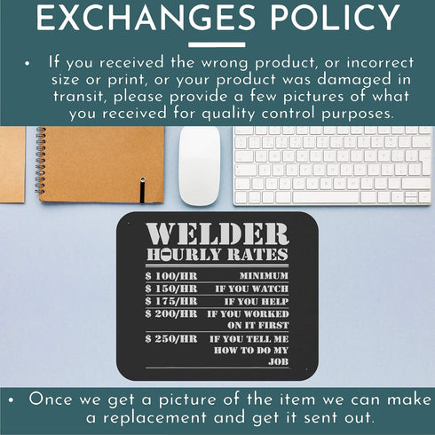 Funny Gag Sarcastic Mousepad, Welder Hourly Rate Gift for Welding Worker, Black Computer Mouse Pad