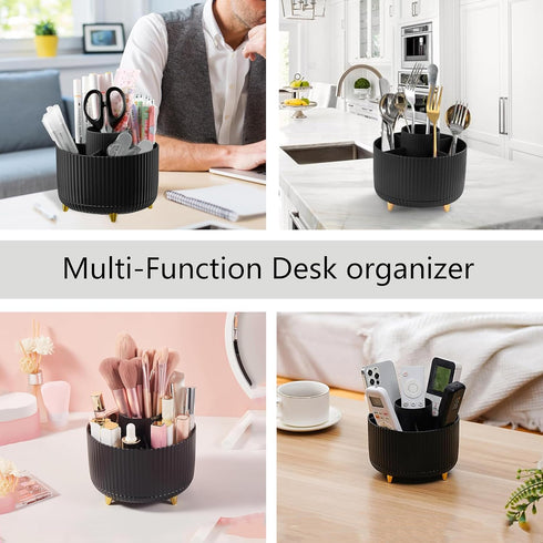Black Office Supplies Desk Accessories, 360° Pen Holder, Tape Dispenser, Stapler, Staple Remover, 1000 Staples, Ruler,