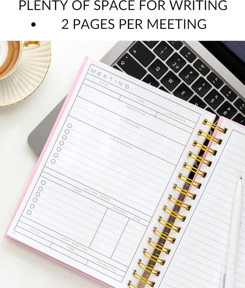 Lamare Meeting Notebook for Work Organization - 100+ Meetings Work Notebook For Note Taking - Meeting Notes Notebook For Work - Stay Productive with Meeting Planner Notebook 220 pages l A5 Size 8.5x6” by Lamare