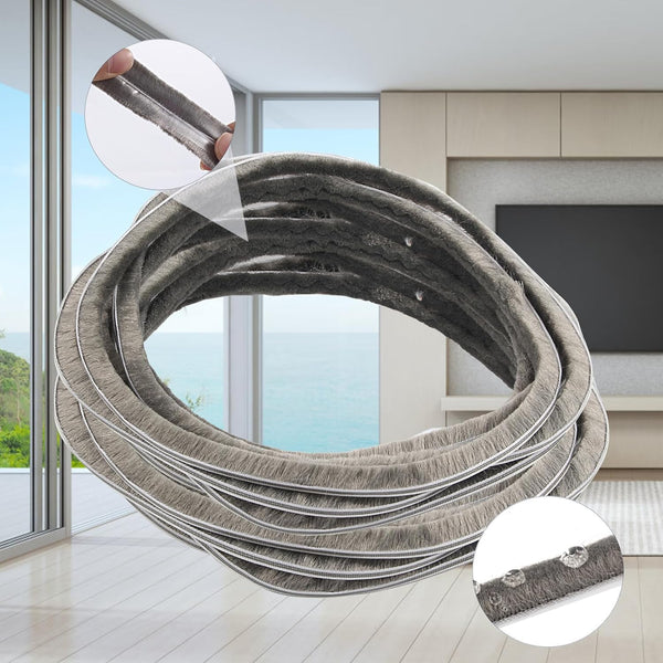 16 Ft Sliding Sash Windows Doors Tape Pile Draught Excluder Brush Seal Strip Weatherstrip (Gray, 5mm x 12mm)