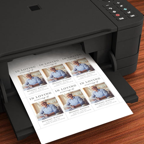600 (100 80lb Printable Blank Memorial Cards for Funeral (Double Sided Semi-Gloss Finish) - Prayer Cards Sheets)