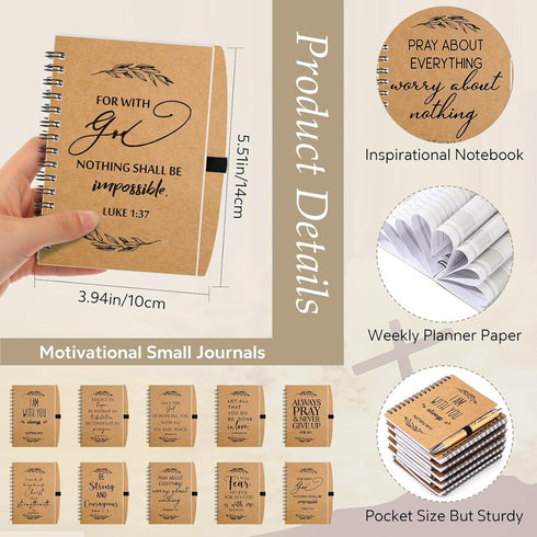 Spakon 20 Sets Christian Gifts for Women, Prayer Journals, Notepad, Christmas Spiral Daily Planner, Religious Party