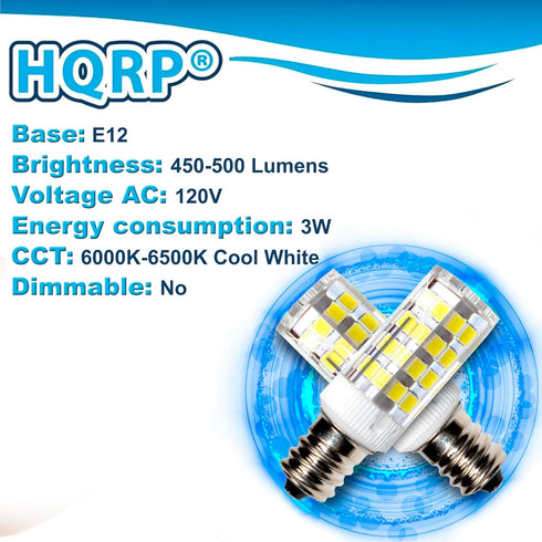 4-Pack E12 110V Bulb HQRP LED Light Cool Compatible with Ceiling Fan, Chandelier, Indoor Lighting, Drill Press
