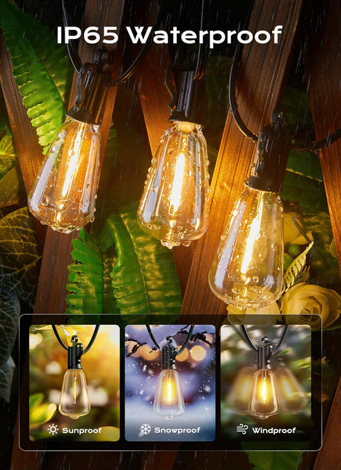 30FT 11+1 ST38 Dimmable IP65 Brightown Outdoor String Lights, LED LED Patio Lights Shatterproof, Waterproof Connectable