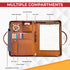 FUNTACY Premium Leather Portfolio with Handles, Slim Padfolio with Multiple Compartments for Documents, iPad, Notebook