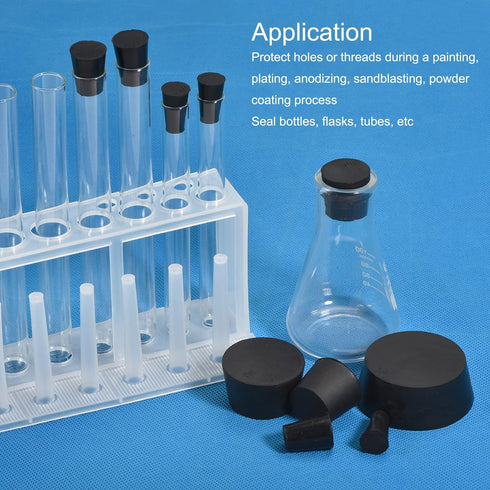 MECCANIXITY Rubber Tapered Plug - 10mm to 15mm Solid Test Tubes Bungs Stopper (30 Pieces)