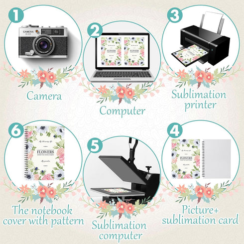 Seajan 12 Pcs Sublimation Journal Blank Notebooks, A5, 120 Pages, Spiral Notebooks for Students, Teacher Gifts