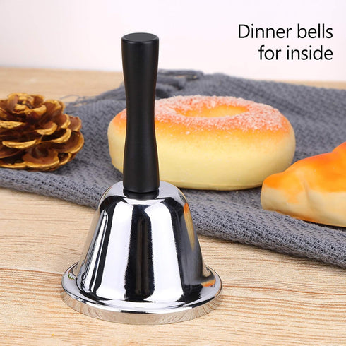 MROCO Loud Hand Bell, Silver Steel Dinner Bells for Classroom, Food Line, Alarm