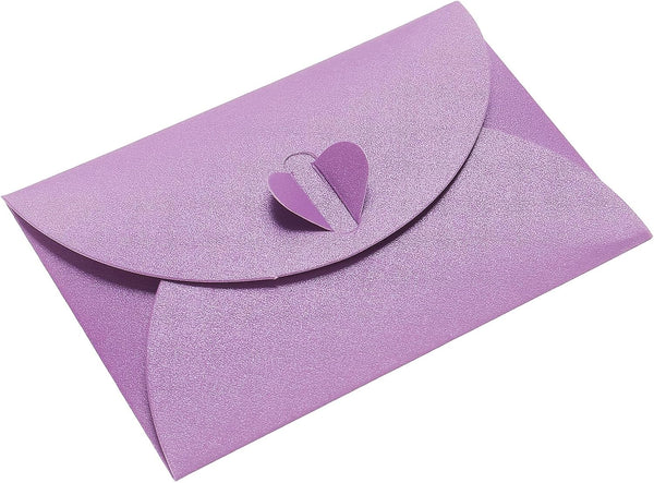 PATIKIL Mini Envelopes - 24 Pack Heart Clasp Tiny Storage for Wedding Greeting Party, Purple