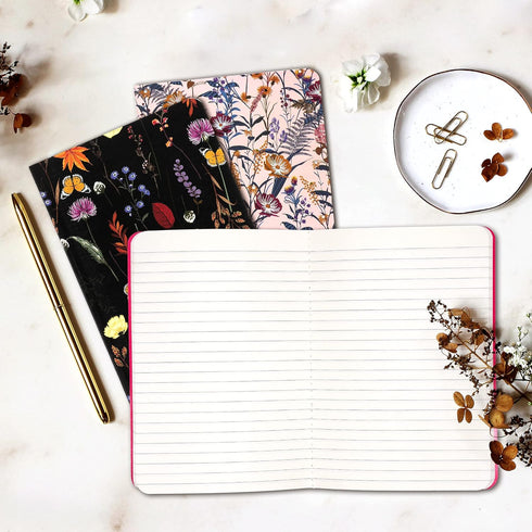 Pukka Pad Bloom B6 Stitched Exercise Books, 3 Pack of Assorted Floral Designs, 6.9" x 4.9"
